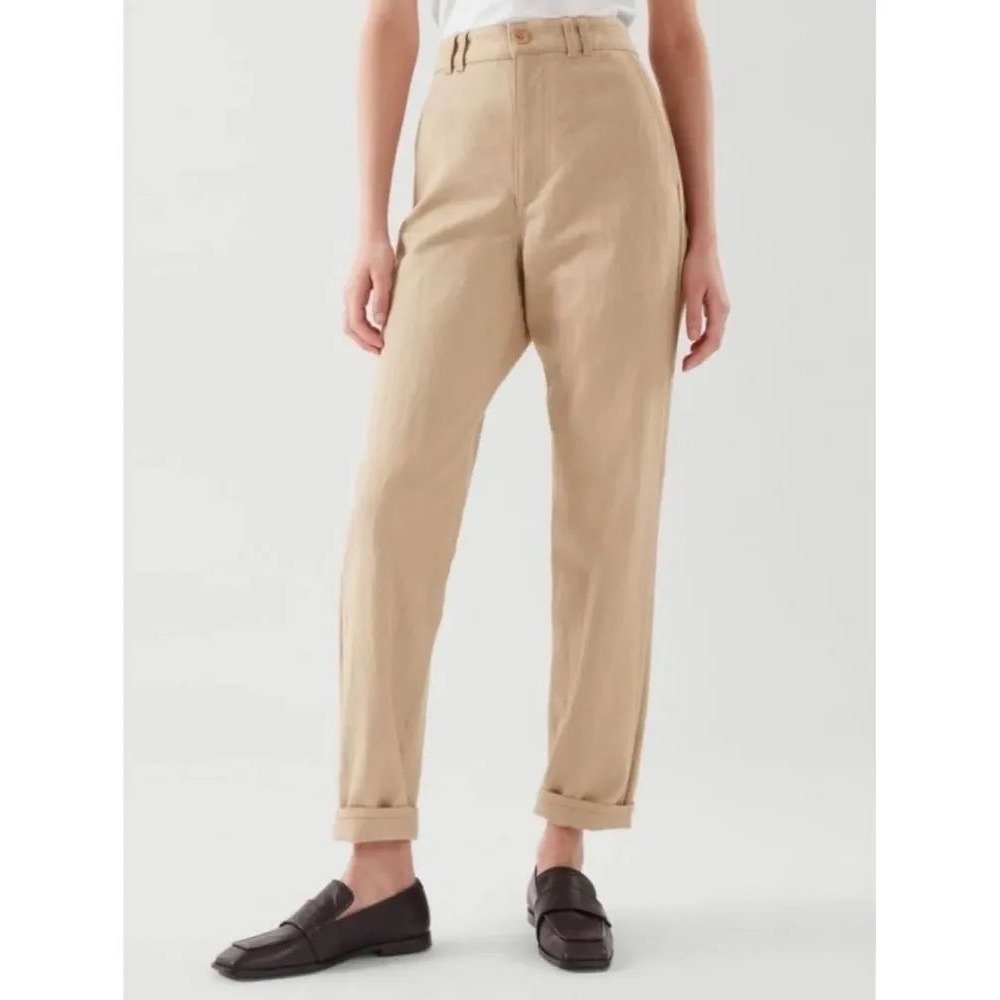 COS Womens Beige Textured Tapered Leg Trousers Pants Size 10 NEW 1064560002